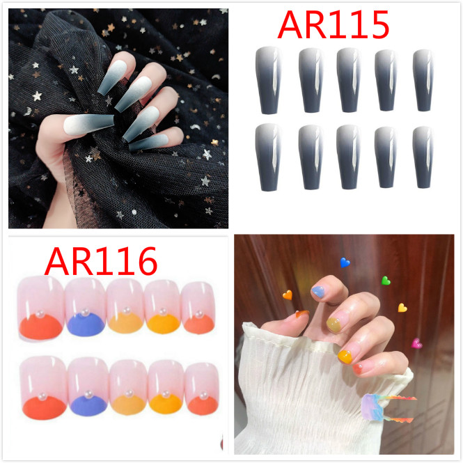 Set 24 Móng Tay Giả Hình Bướm Nhiều Màu Phong Cách Hàn Quốc Kèm Keo Dán - 10 Kiểu