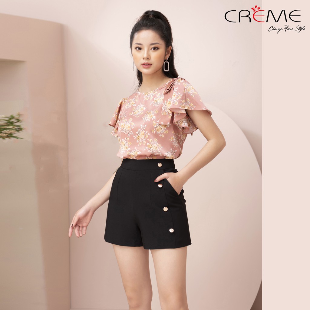 Áo sơ mi tay cánh tiên lụa thái SM1052 CREME