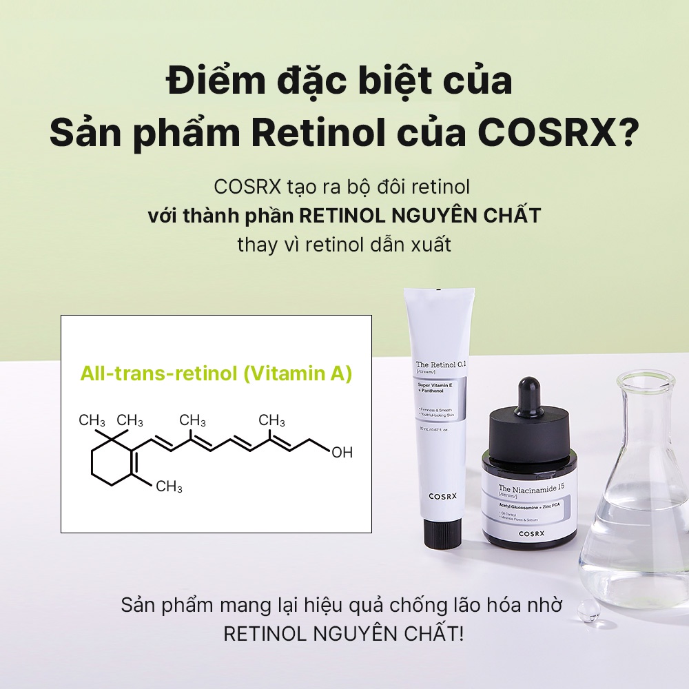 Kem dưỡng và dầu dưỡng COSRX Retinol 0.1% 20ml ngăn ngừa loại bỏ nếp nhăn chống lão hóa làm sáng da