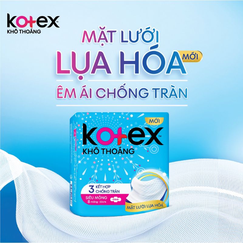 Băng Vệ Sinh Kotex Khô thoáng Siêu Mỏng Cánh 8 miếng