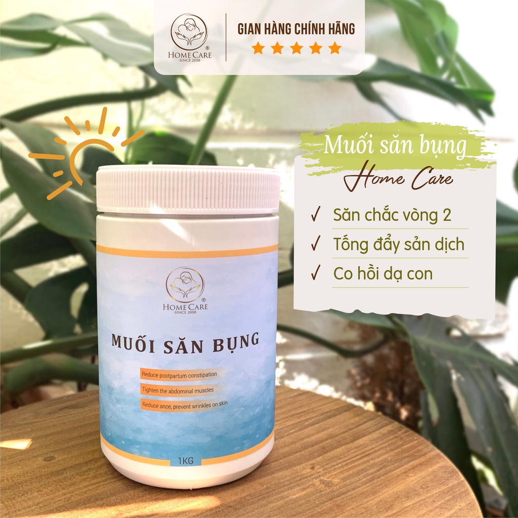 Muối thảo dược săn bụng Home Care làm săn chắc vòng 2 sau sinh - hộp 1kg tặng kèm đai vải