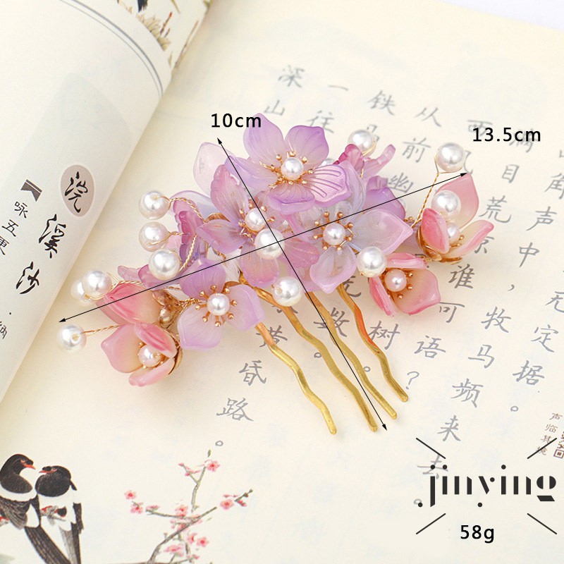 GETNOIVAS Trâm cài tóc hình hoa phong cách Trung Hoa cổ điển cho nữ