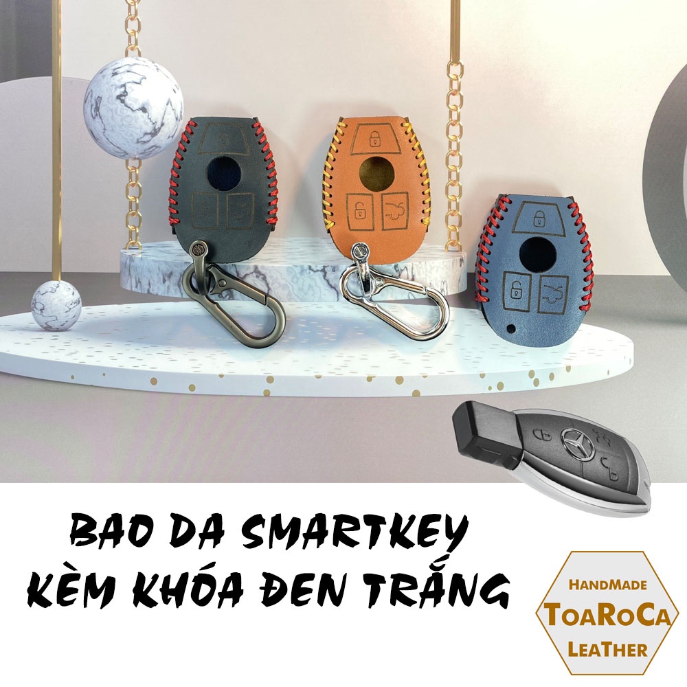 Bao Da Chìa Khóa Ô tô Smartkey Mercedes From nhỏ handmade da bò thật bảo vệ chìa khóa tránh va đập Toaroca