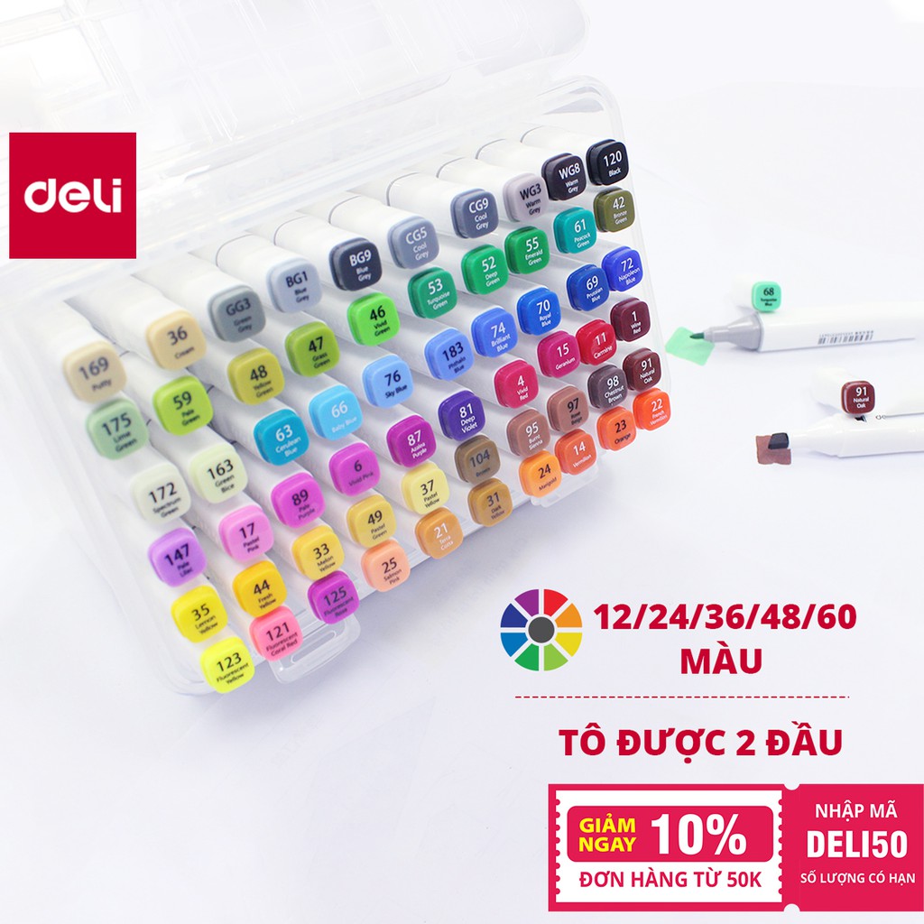 Bút màu marker hai đầu Deli - Bút dấu dòng - Màu vẽ cao cấp - 70801 #8
