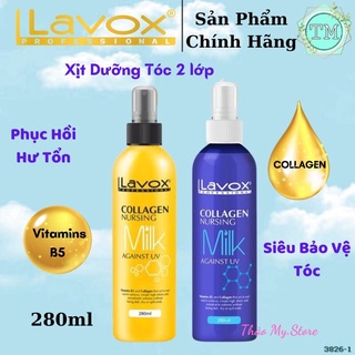 Xịt Dưỡng Tóc 2 Lớp Collagen Chống Tia UV Siêu Bảo Vệ Tóc Lavox Collagen Nursing Milk Again UV 280ml
