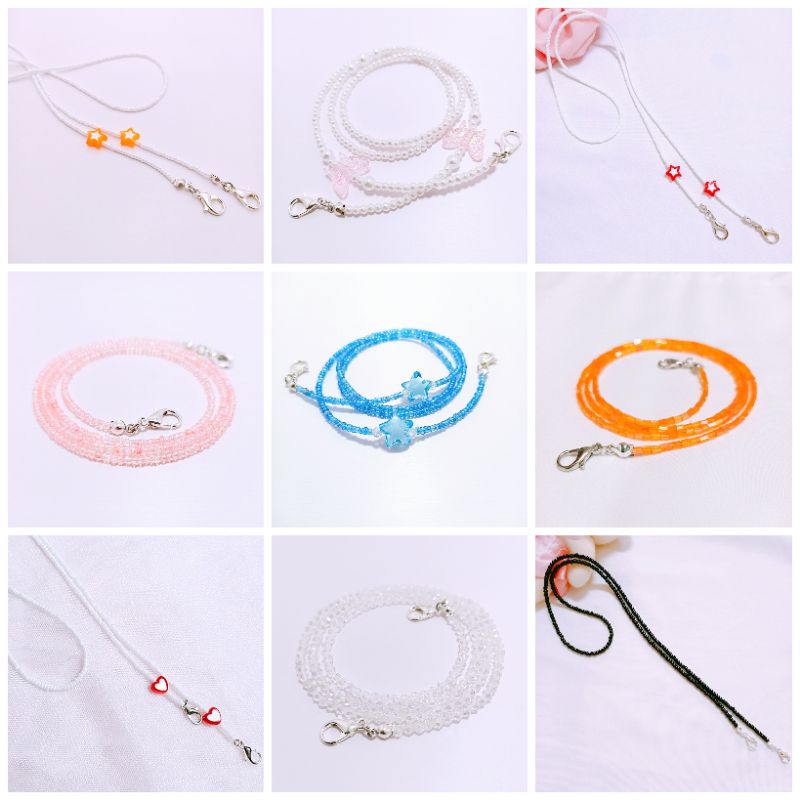 Dây đeo khẩu trang Hàn Quốc nhiều mẫu hạt nhựa xinh xắn, dây đeo chống thất lạc khẩu trang
