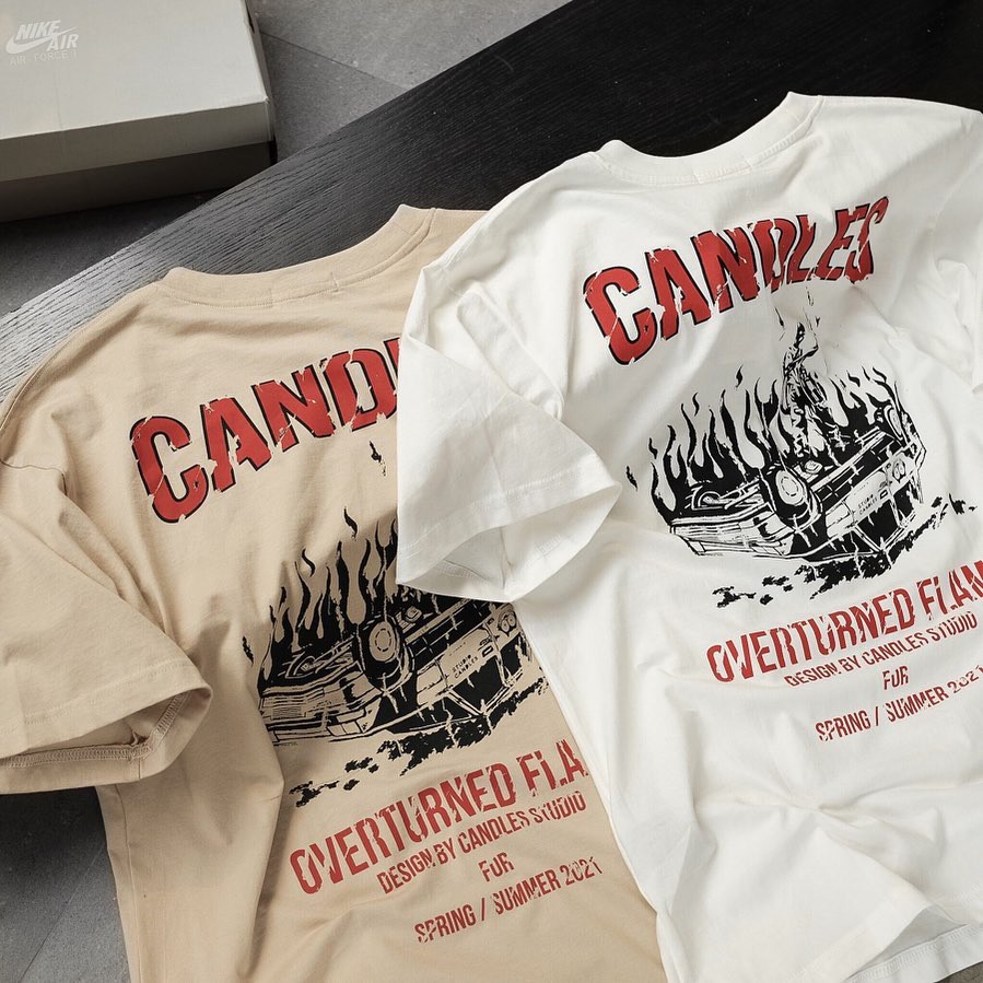 Áo phông unisex ngọn lửa Overturned Candles Studio | BigBuy360 - bigbuy360.vn