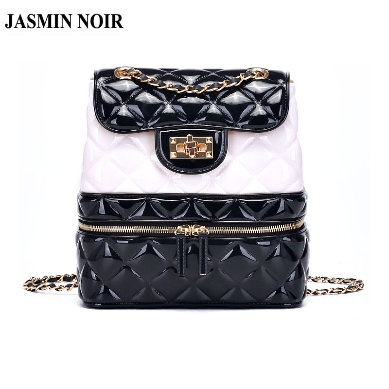 Balo Nhựa JASMIN NOIR Trong Suốt Màu Kẹo Phối Dây Xích Chống Thấm Nước Thời Trang Cho Nữ