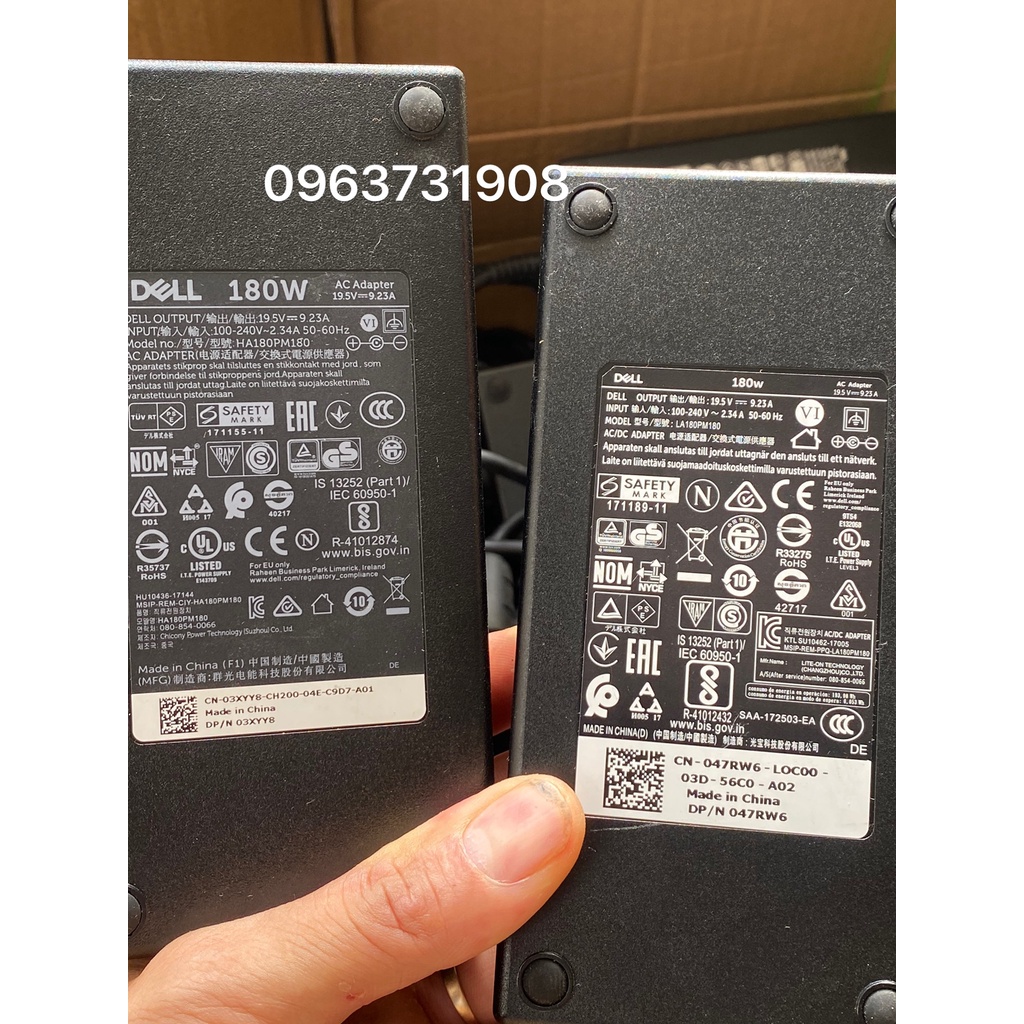 Sạc laptop Dell 180w 19.5V-9.23A Model DA180PM111 bản gốc của Dell cung cấp