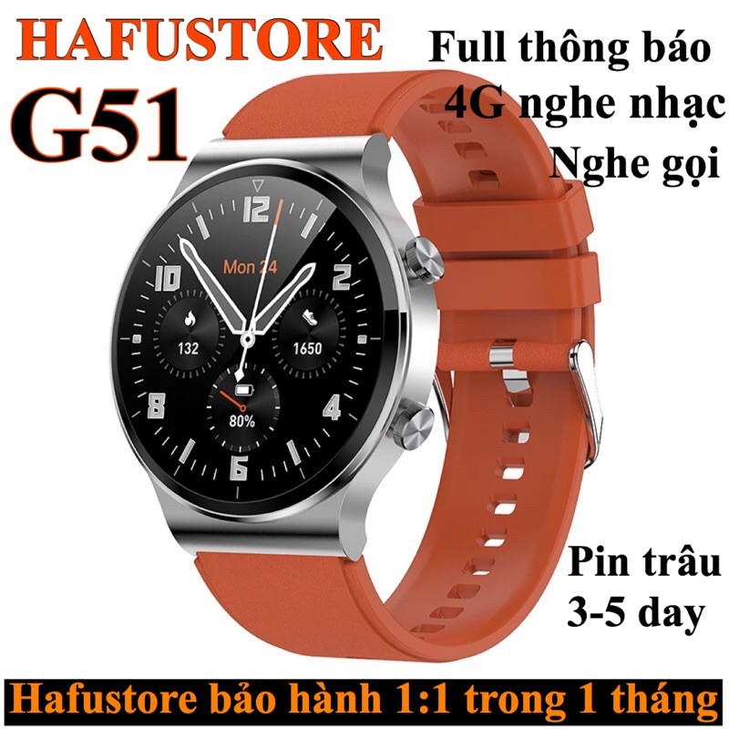 Đồng hồ thông minh HAFU G51 SMARTWTCH 4G bộ nhớ nghe nhạc kết nối tai nghe pin trâu