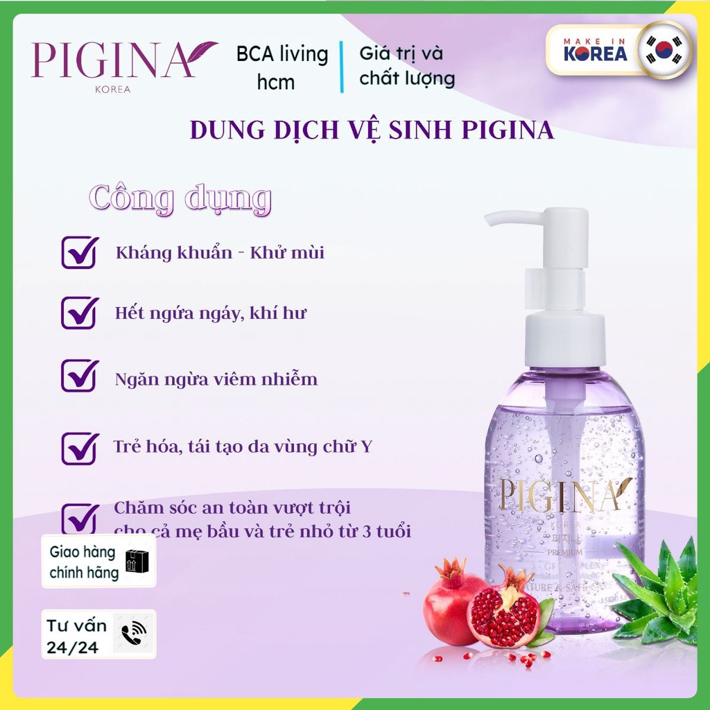 PIGINA dung dịch vệ sinh làm hồng vùng kín chăm sóc toàn diện cô bé của bạn