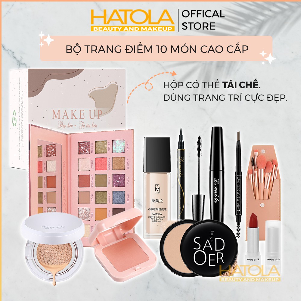 Bộ trang điểm cao cấp 10 món makeup thần thánh chuyên nghiệp hottrend Hatola