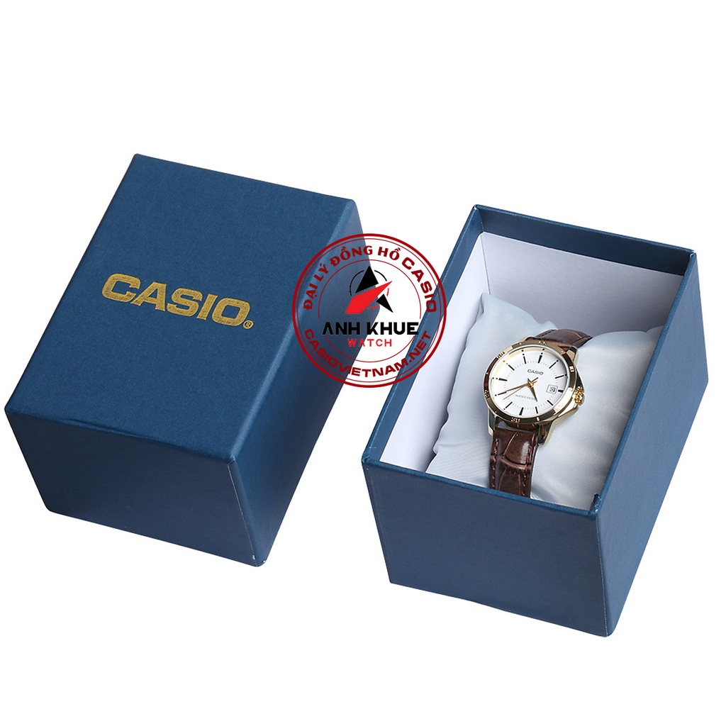 Đồng Hồ Casio Nữ LTP-V004GL-9AUDF | Dây Da | 3 Kim | Viền Vàng | Chống Nước