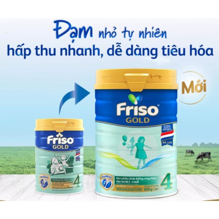 [TẶNG QUÀ ] Sữa Friso Gold số 4 lon thiếc 900gram - MẪU MỚI 2021