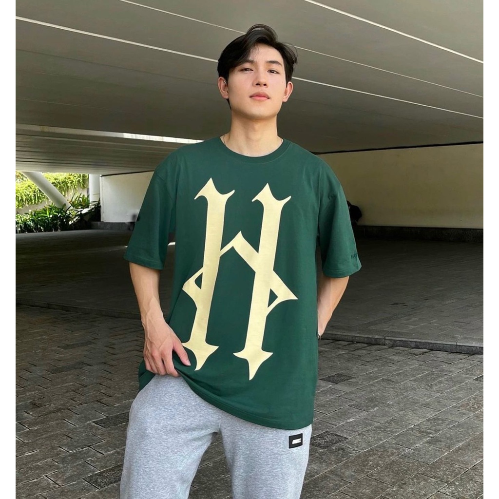 Áo Thun Tay Lỡ Unisex HADES H màu XANH/ĐEN  /Nam nữ unisex/ Áo phông cổ tròn form rộng Jaystoree