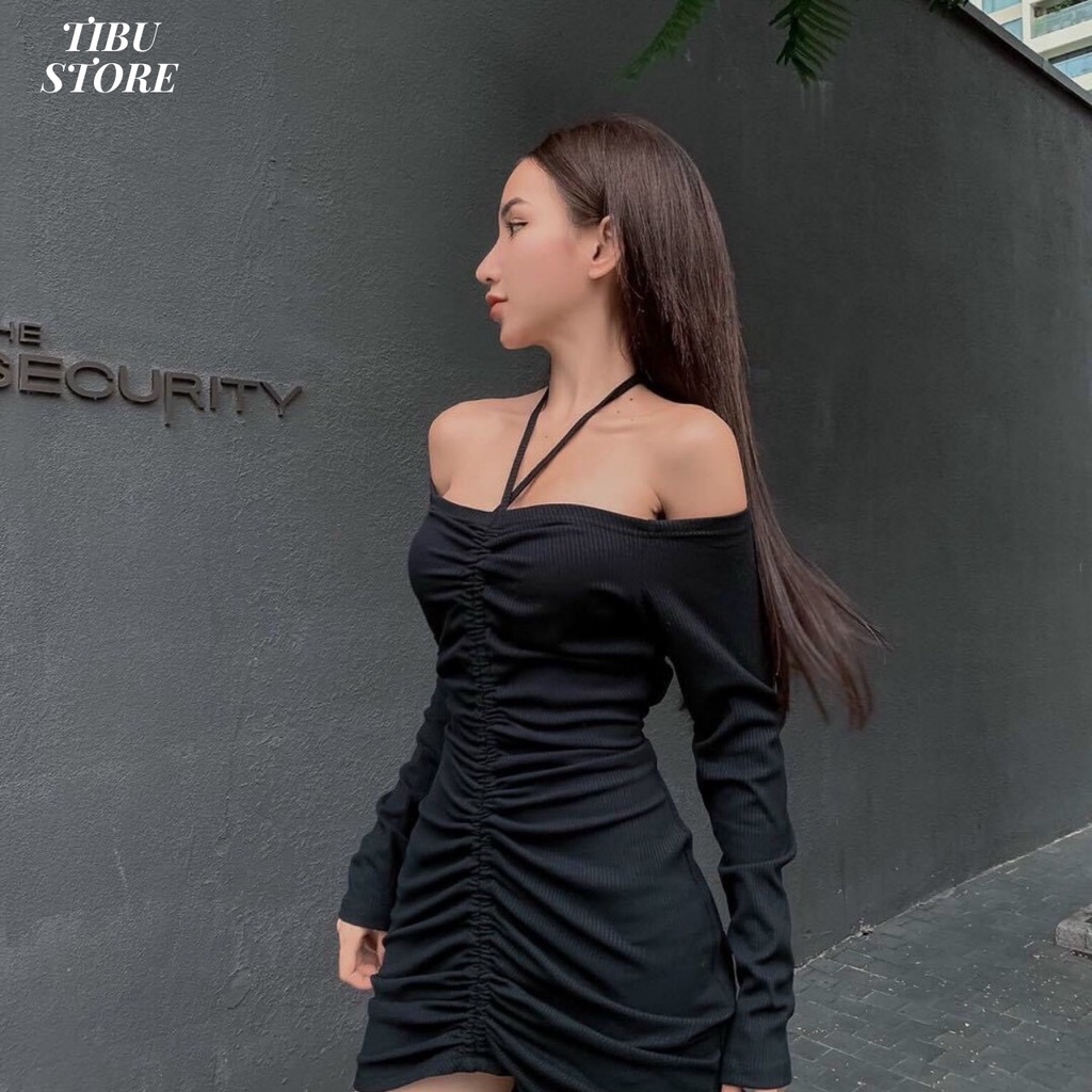 Đầm Body Rút Dây Tay Dài Tibu, Váy Ôm Nữ Tôn Dáng Gợi Cảm Mặc Được 2 Kiểu Cực Sexy