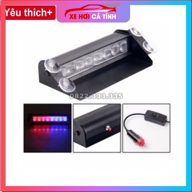 Đèn Led nháy ưu tiên Cảnh sát 2 màu xanh đỏ tích hợp nhiều chế độ nháy vỏ làm bằng hợp kim cao cấp