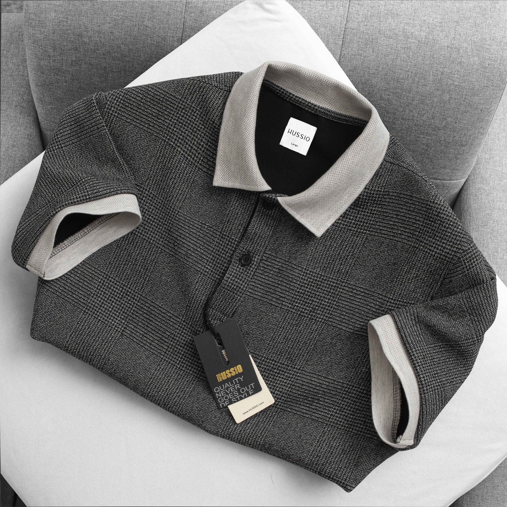 Áo thun polo nam caro cao cấp OREGOND vải cotton lụa siêu xịn, chuẩn form - HUSSIO