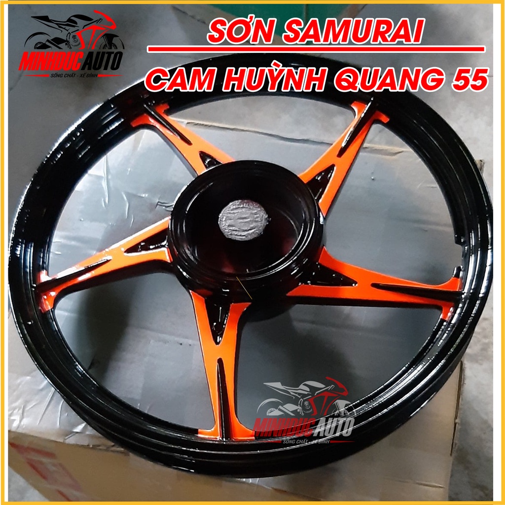 Sơn Samurai màu cam huỳnh quang 55 - chai sơn xịt cao cấp dành cho sơn xe máy, ô tô