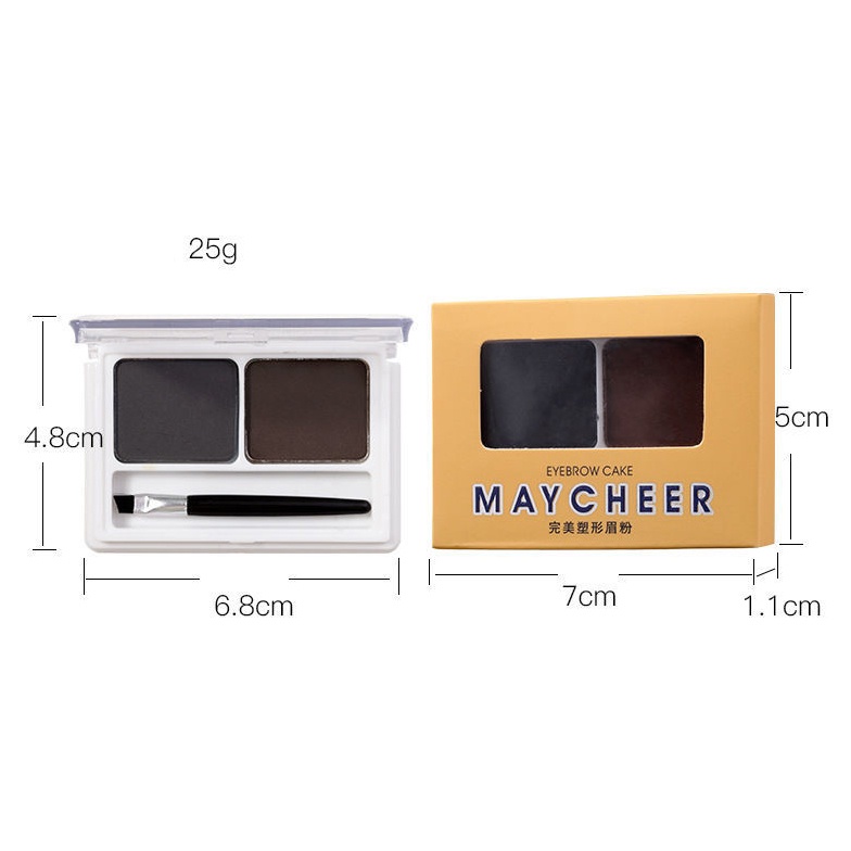 Bảng phấn MAYCHEER trang điểm lông mày 2 màu kèm cọ 4g