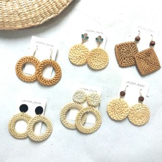 Khuyên tai mây tre đan (xả hàng giá sock) khuyên tai cói đi biển khuyên tai Hàn Quốc, phụ kiện đi biển