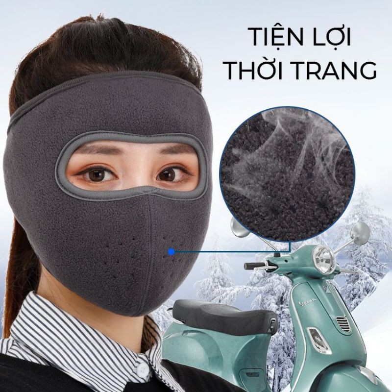 Khẩu trang ninja lót nỉ che kín mặt che tai chống nắng gió lạnh,có lỗ thông hơi ở miệng