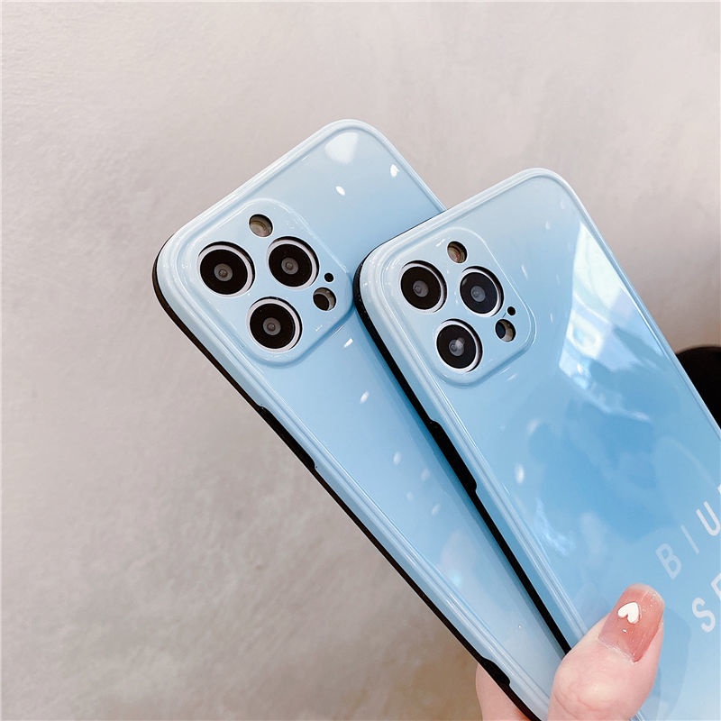 Ốp điện thoại họa tiết bóng xanh dương thích hợp cho iPhone 12 13 11 pro max x xs max xr 7 8 plus
