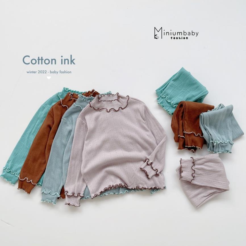 Bộ đồ dài tay quần dài thu đông cổ bèo cho bé gái chất liệu 100% cotton, set quần áo trẻ em MiniumBaby-SB1290
