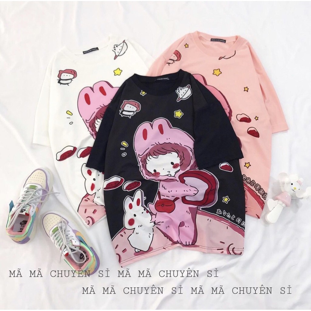 Áo thun tay lỡ ❤️ Áo phông Unisex BÉ THỎ in 3D form rộng dành cho nam nữ Molly Fashion