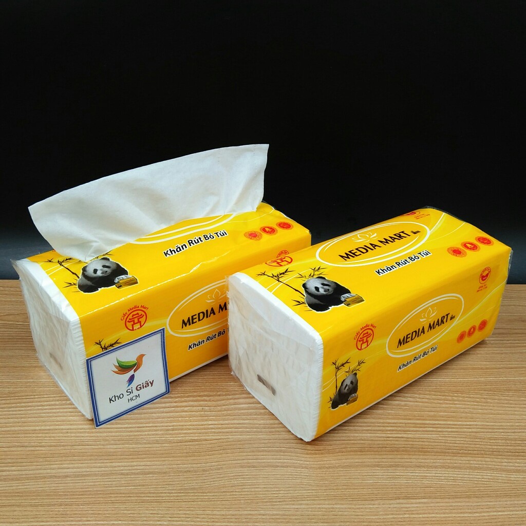 Giấy ăn Media Mart 300 tờ/3 lớp gấu trúc dai mềm mịn