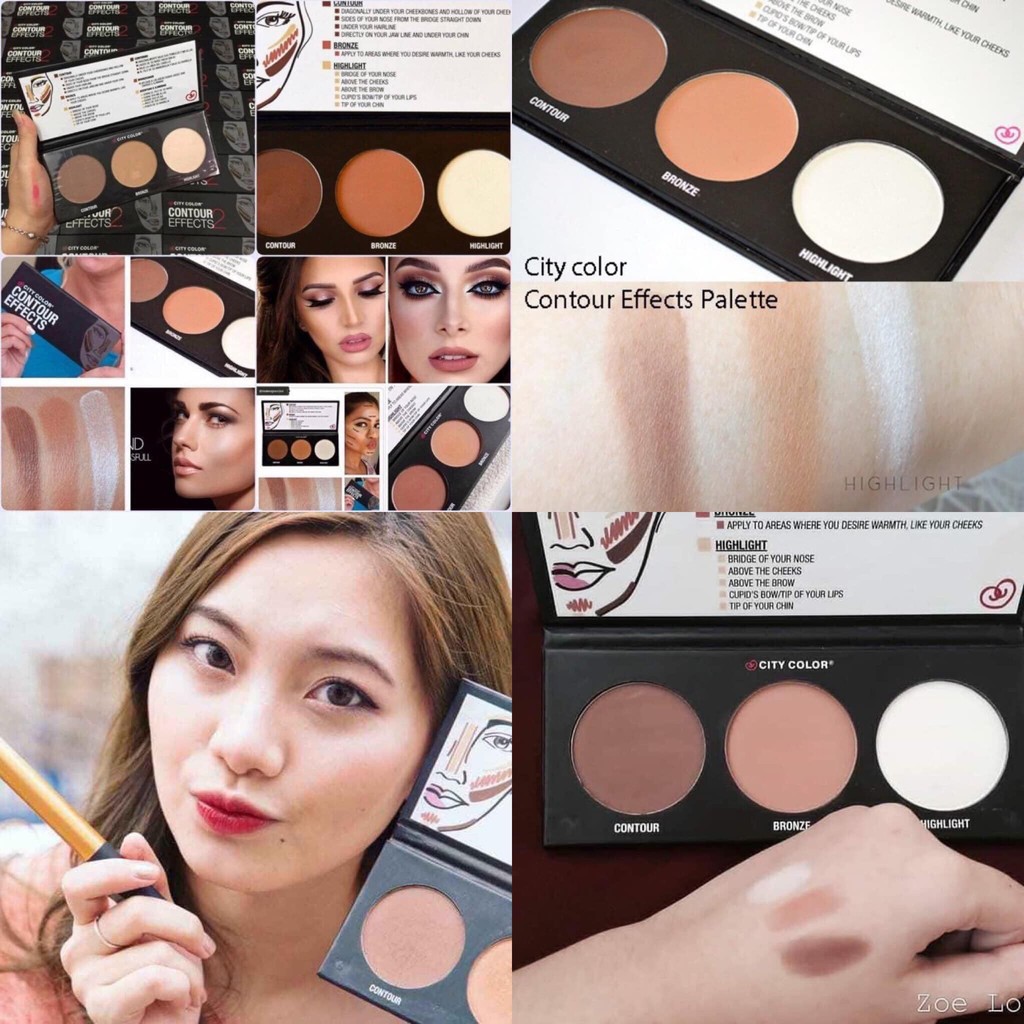 Bảng Phấn Tạo Khối Và Highlight 3 ô City Color Contour Palette