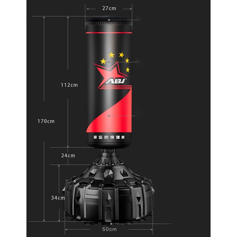 Trụ boxing tự đứng 3 sao ABJ 43017 cao 1m7 hàng nhập khẩu cao cấp