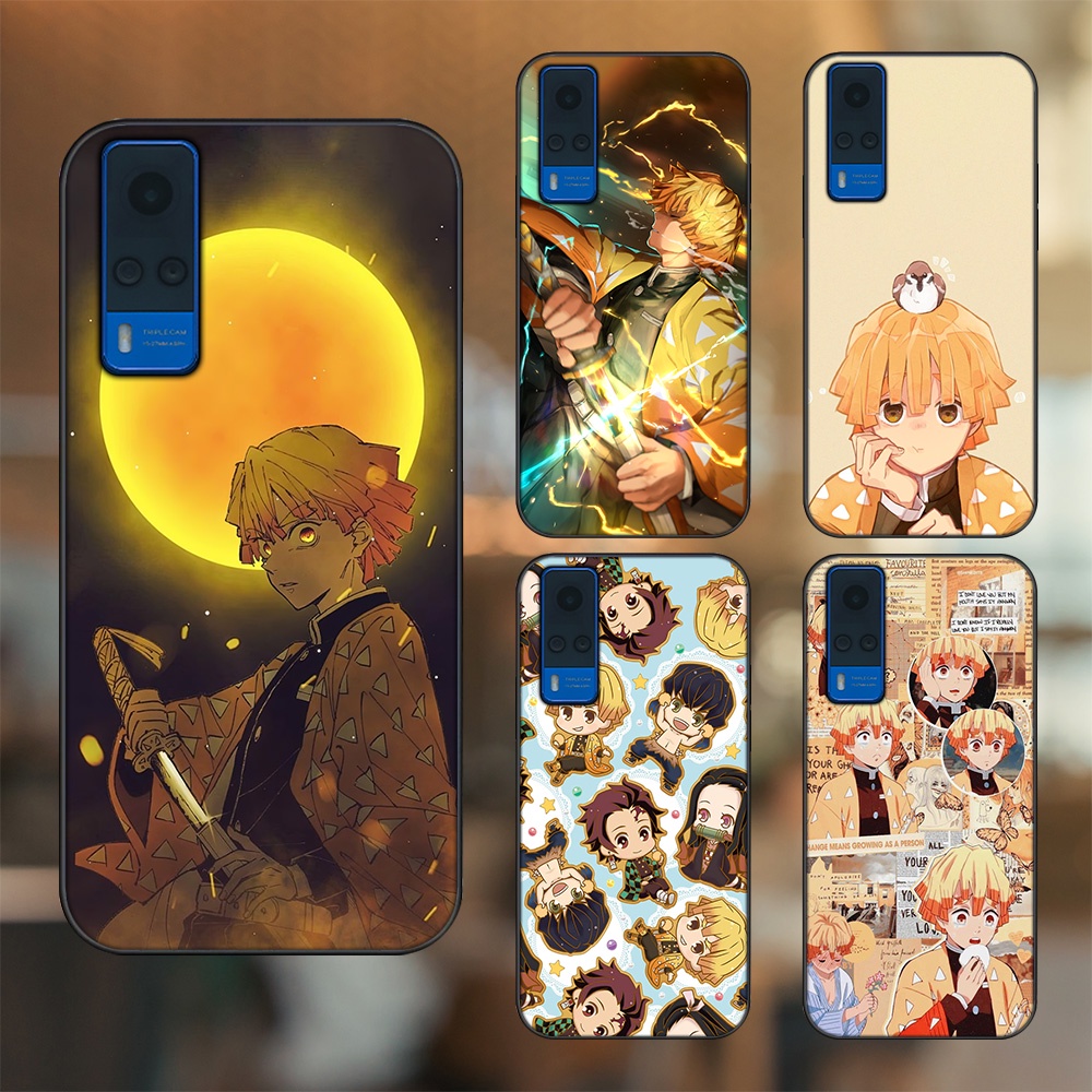 Ốp lưng Vivo Y51 2020, Y53s viền đen in hình Zenitsu Kimetsu no Yaiba