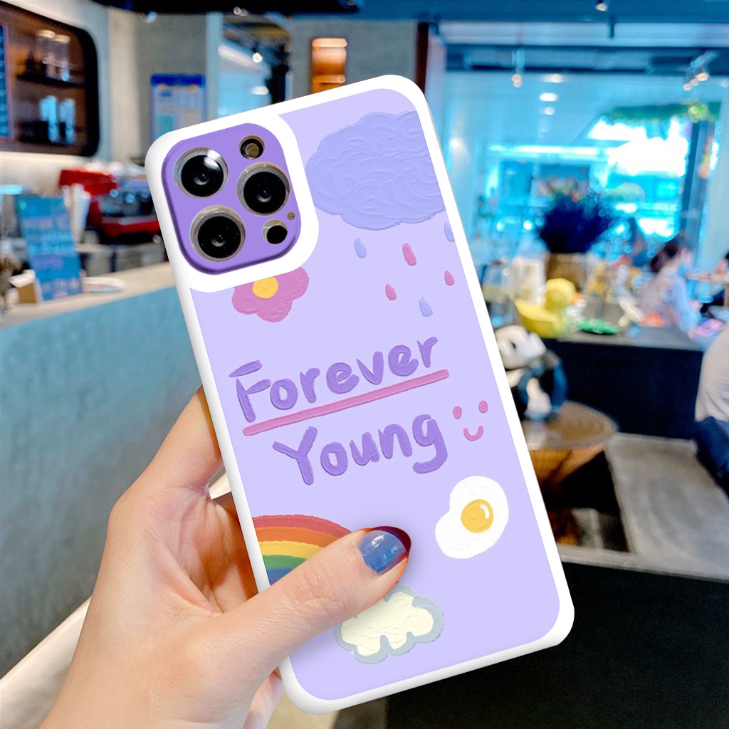 Ốp iphone - Ốp lưng iphone cạnh vuông viền camera forever young dành cho ip 6 đến 14promax - ng111