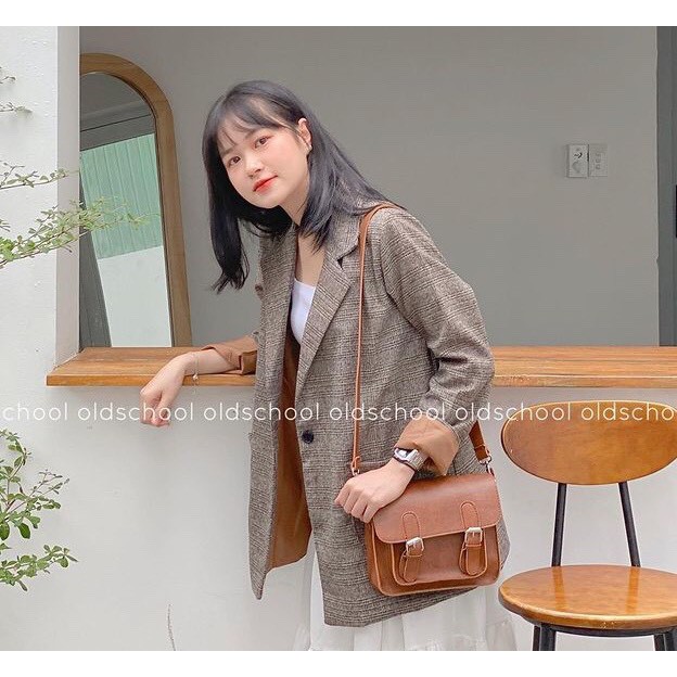 Áo Vest Khoác Ngoài Blazer Ulzzang Nữ, Áo Blazer Dài Tay Vải Dạ 2 Lớp Kẻ