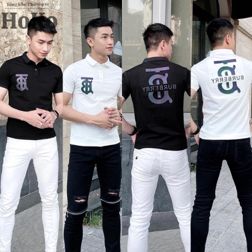 Áo BurBerRy Nam, Áo Thun Nam Có Cổ PoLo Phối Cách Điệu Trẻ Trung
