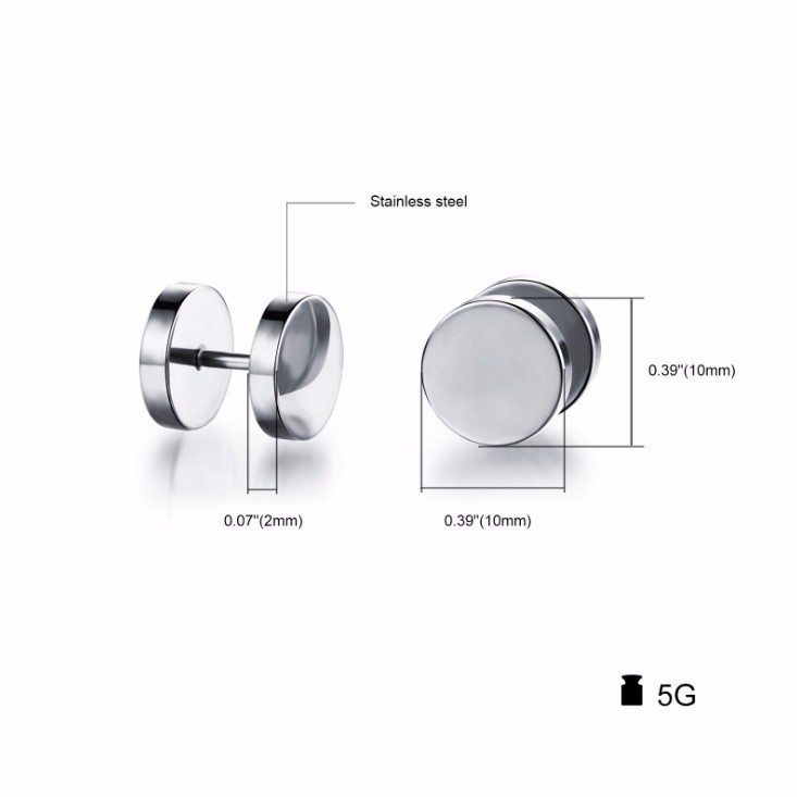 Bông Tai Ti-tan Không đen TT 0800 - 1 cặp