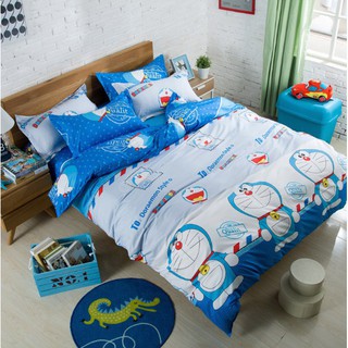 Bộ 5 món cao cấp Vỏ chăn ga gối_ Mẫu Doraemon Tem Thư
