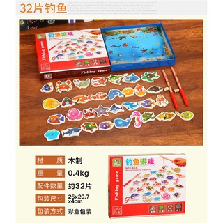 Bộ Đồ Chơi Câu Cá Gỗ 32 Con Cho Bé