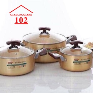 Bộ nồi Anod Sunhouse SH6634 chất liệu nhôm dùng bếp gas bếp hồng ngoại