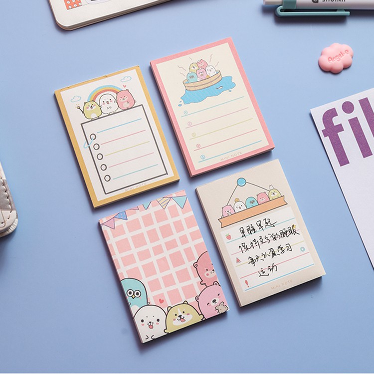 Giấy Ghi Chú Họa Tiết Hoạt Hình Phong Cách Hàn Quốc