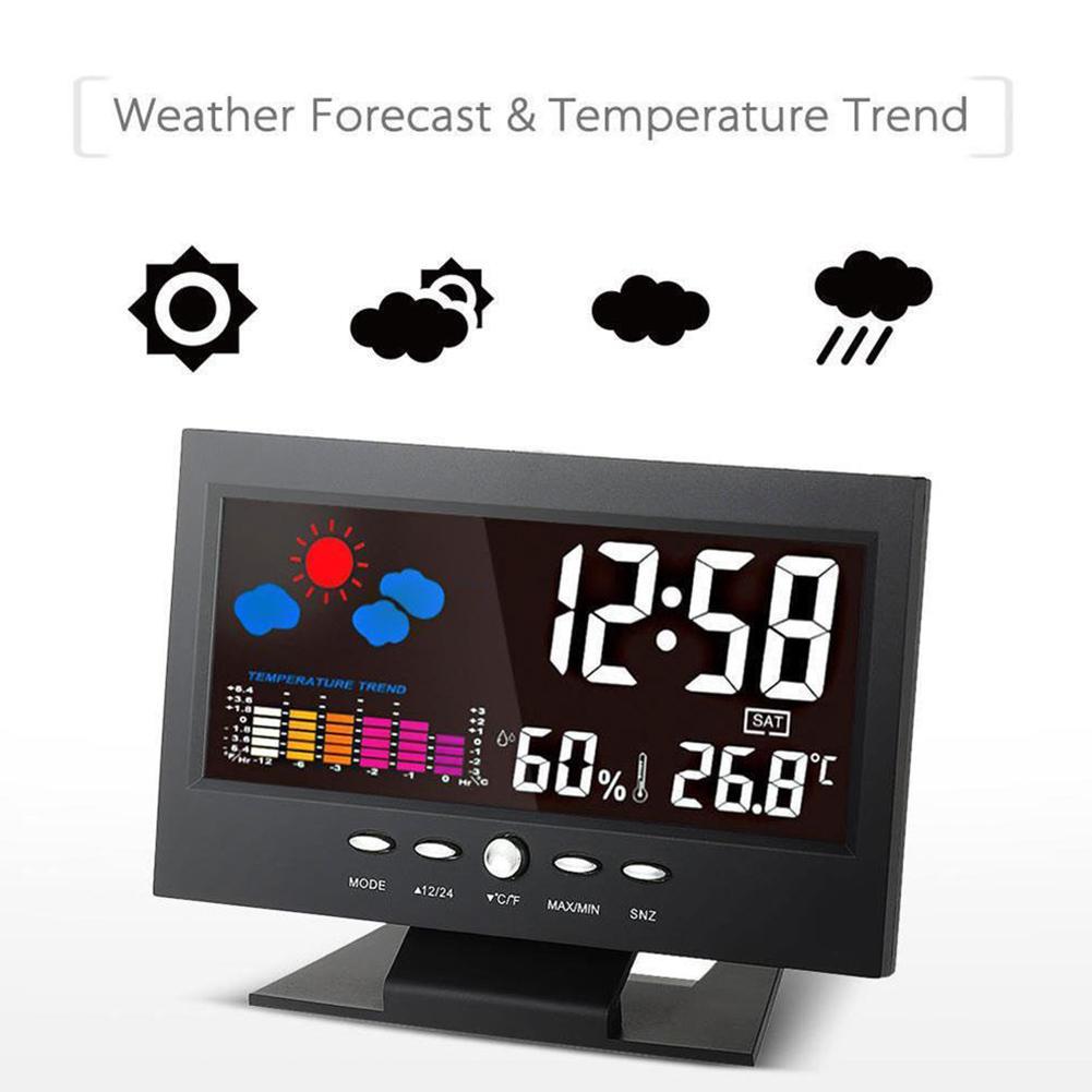 Đồng Hồ Báo Thức Có Màn Hình Lcd Hiển Thị Nhiệt Độ Và Độ Ẩm Z2j3