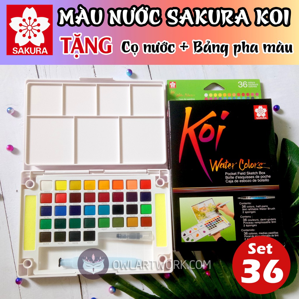 [CHÍNH HÃNG] Màu Nước SAKURA KOI Dạng Nén Set 12, 18, 24, 30, 48