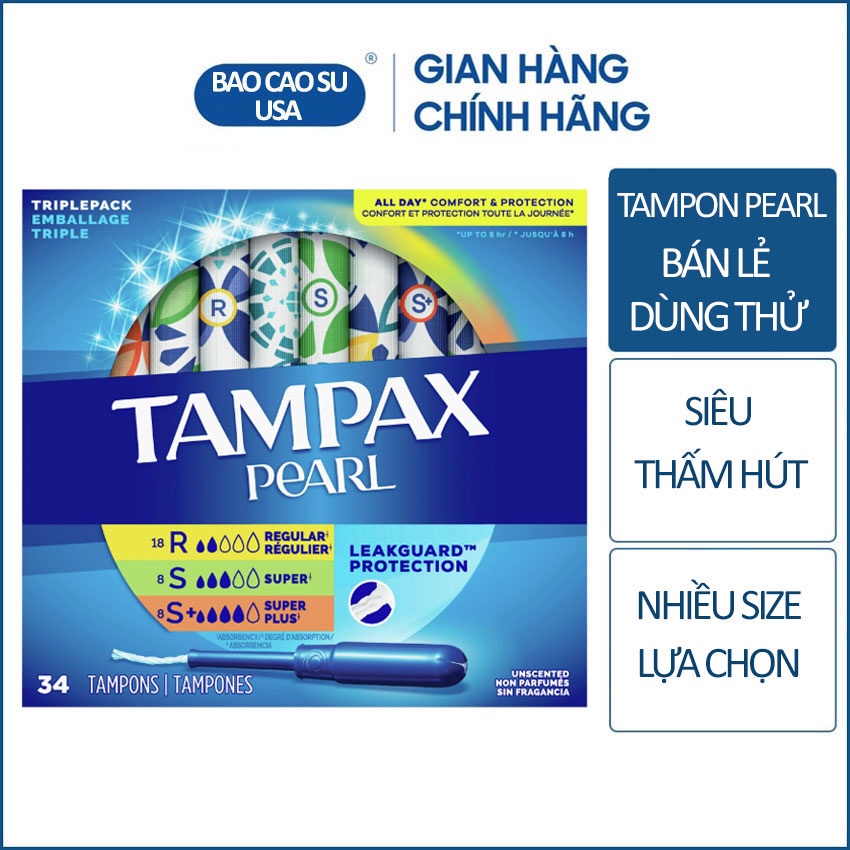 Băng vệ sinh Tampons dạng ống siêu thấm các size Regular - Super - Super Plus - Ultra - Bán lẻ dùng thử