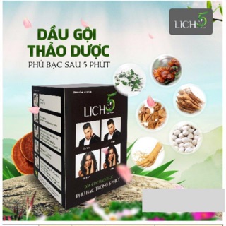 Dầu gội đen tóc thảo dược lich5 - nhuộm tóc lich 5 (1 gói 24.000₫)