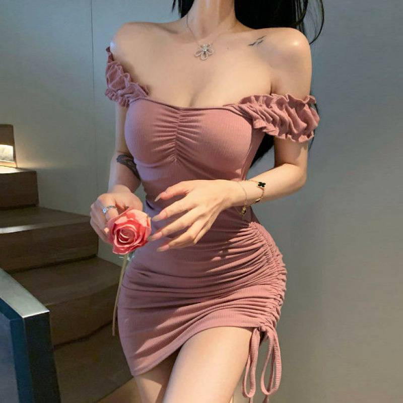 Váy trễ vai dây rút ôm body tôn eo sexy co giãn cho nữ tôn dáng sang chảnh hàn quốc mùa hè