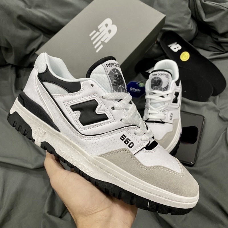 GIÀY NB 550 WHITE BLACK DA LỘN 1:1 SC [ FULL BOX + FREE SHIP