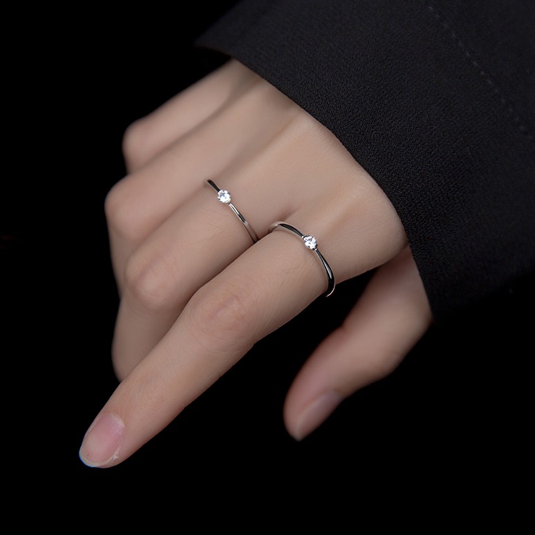 Nhẫn bạc  nhẫn nữ bạc s925 có size viên pha lê tròn basic thiết kế Cá jewelry