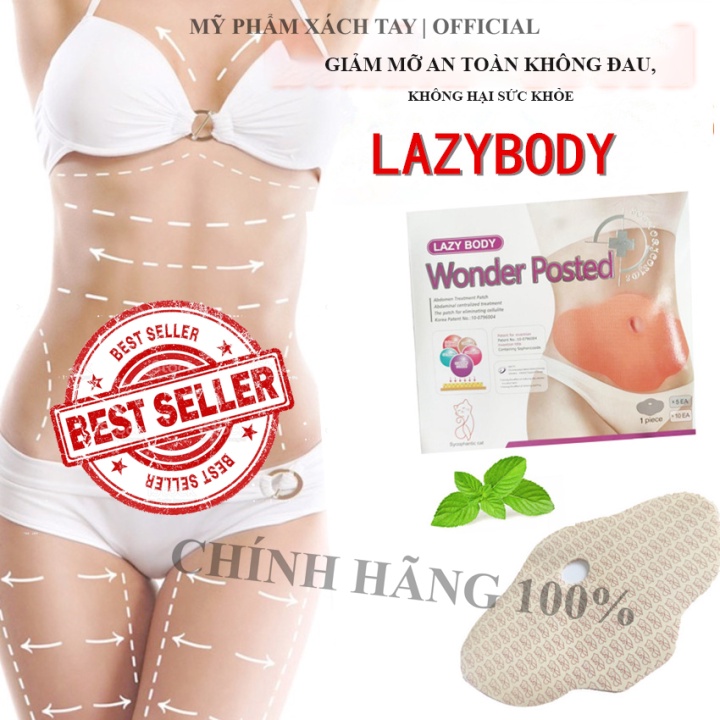 COMBO 1 HỘP 5 Miếng Dán Mỡ Bụng Mỡ Đùi LADY BODY Hàn Quốc Đánh Bay Mỡ Bụng Sau 7 Ngày, Không Cần Ăn Kiêng