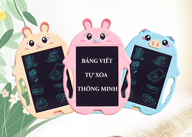 [Tặng bút dự phòng] Bảng viết bảng vẽ tự xóa thông minh cho bé dáng Hoạt Hình dễ thương 9 inch -MS 14